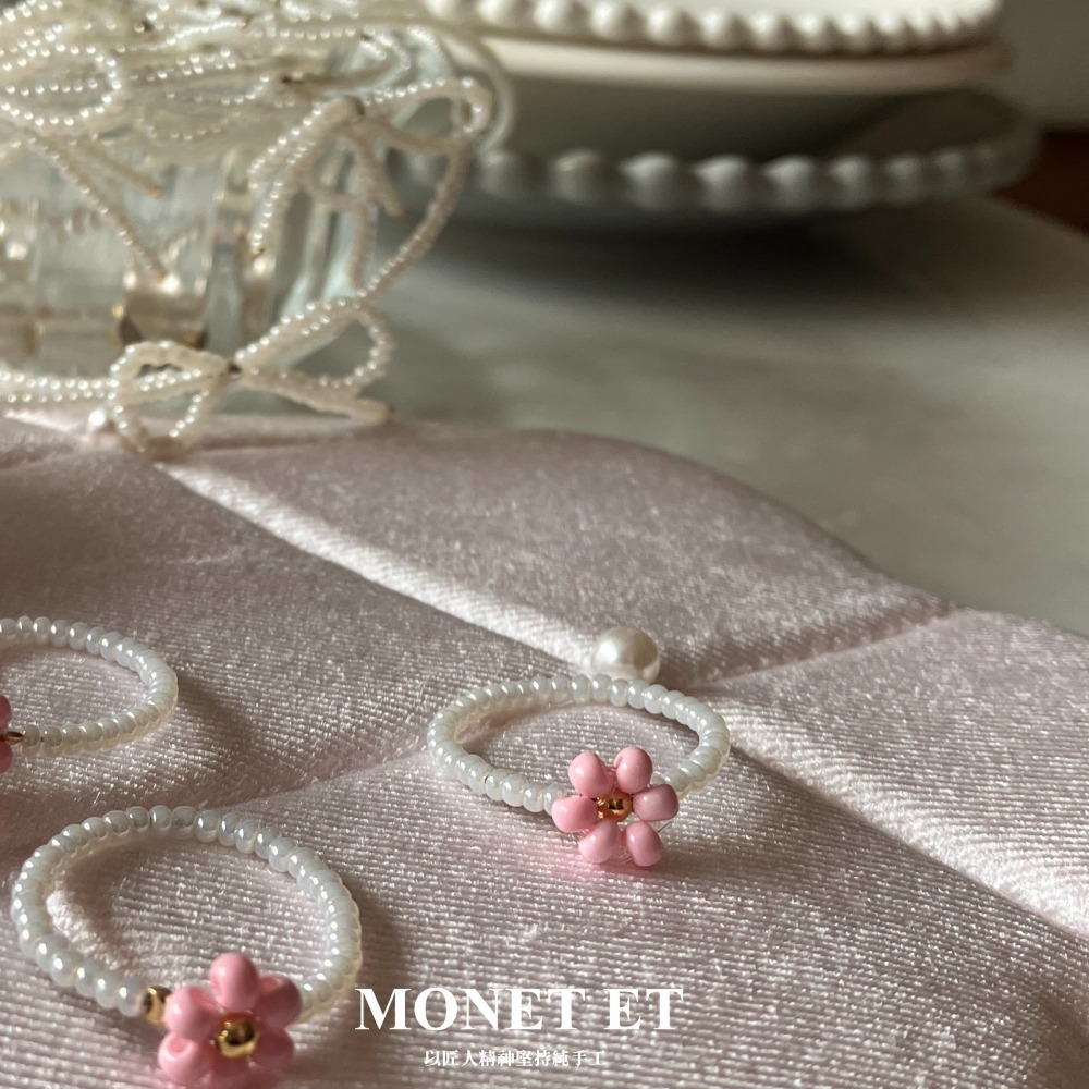 MONET ET粉紅串珠小花戒指-細節圖2