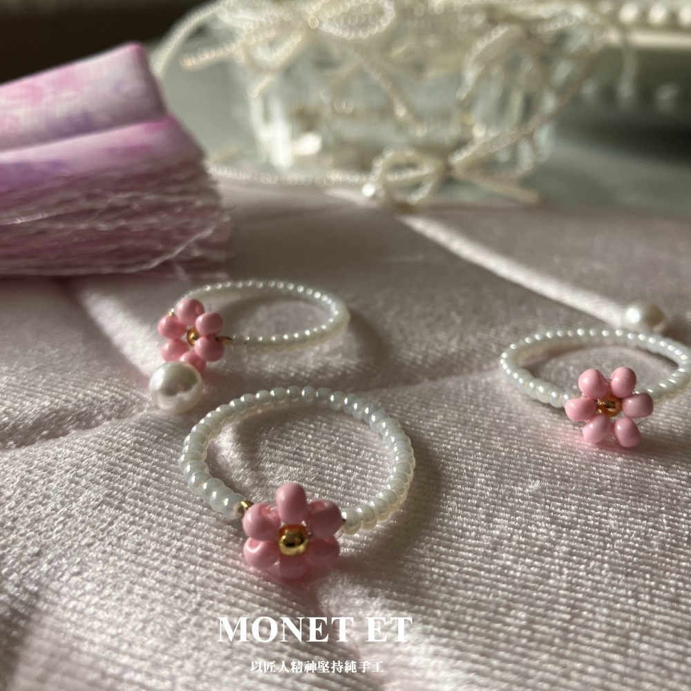 MONET ET粉紅串珠小花戒指-細節圖7