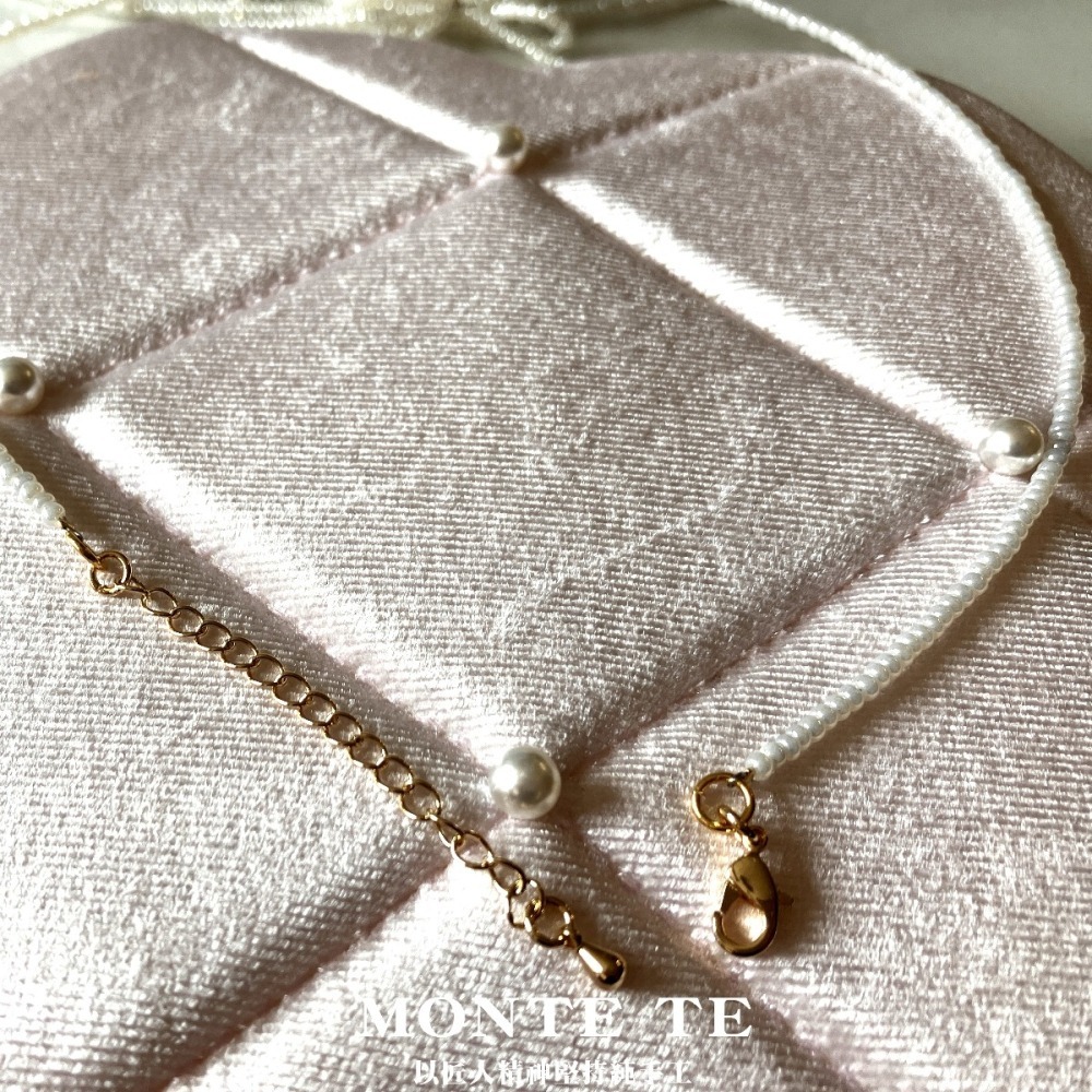 項鍊MONET ET原創設計手作~芭蕾風小米珠蝴蝶結項鍊-細節圖5