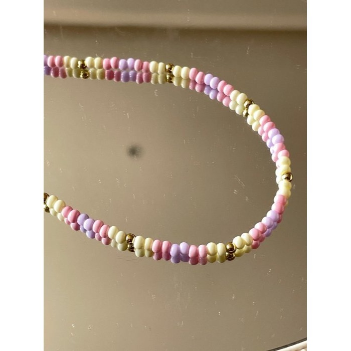 項鍊【MONTE TE手作飾品】奶油色系小珠撞金珠項鍊-現貨-細節圖7