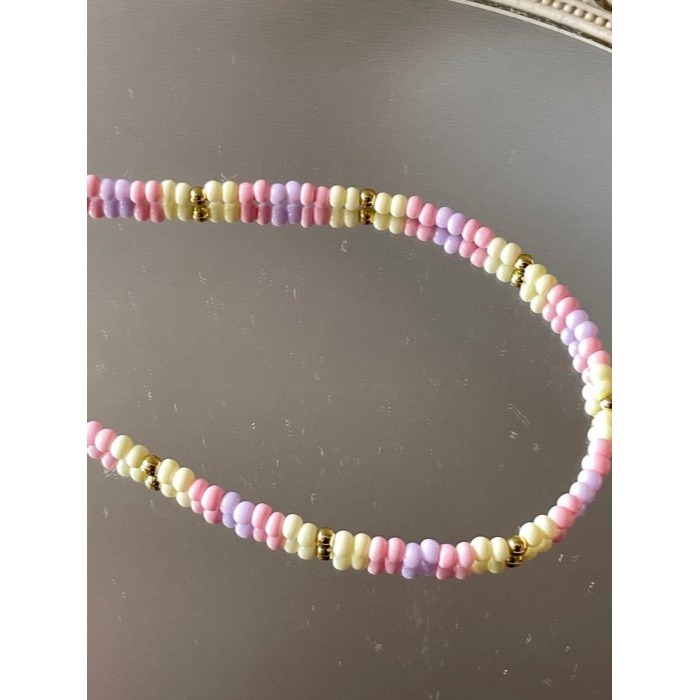 項鍊【MONTE TE手作飾品】奶油色系小珠撞金珠項鍊-現貨-細節圖8