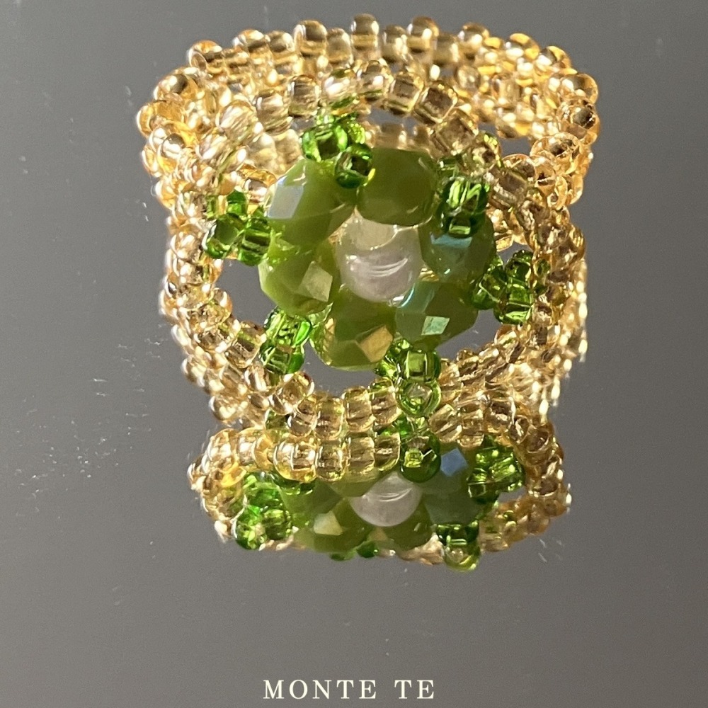 戒指【MONTE TE手作飾品】大綠花形象設計而成的戒指-現貨-細節圖2