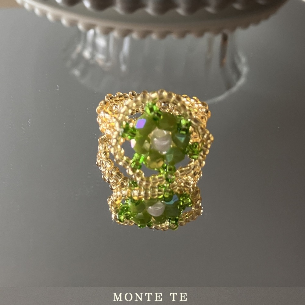 戒指【MONTE TE手作飾品】大綠花形象設計而成的戒指-現貨-細節圖3