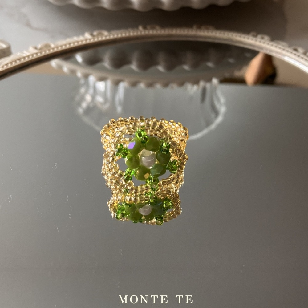 戒指【MONTE TE手作飾品】大綠花形象設計而成的戒指-現貨-細節圖4