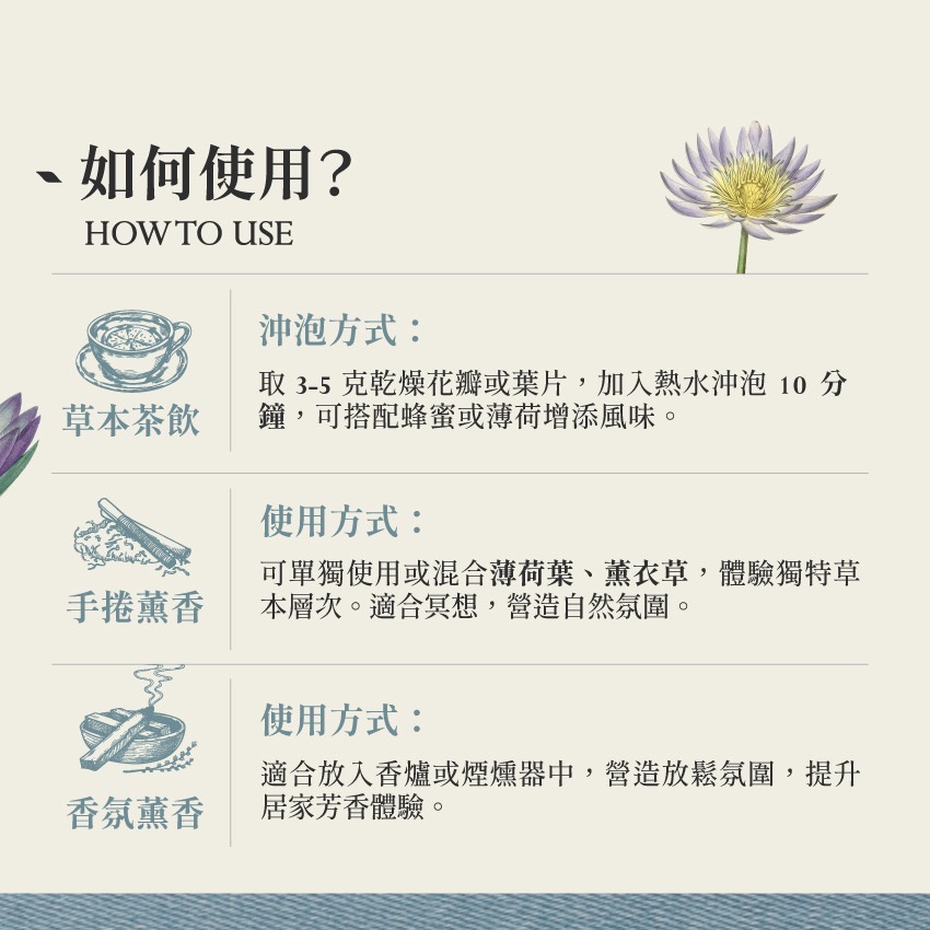 埃及藍睡蓮 10g｜Blue Lotus Nymphaea Caerulea 乾燥 花 草 茶 原料｜飛 行 草 本-細節圖4