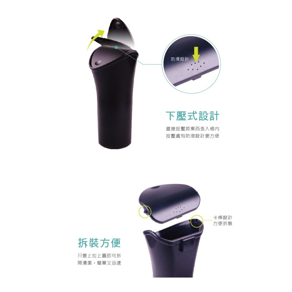 Hypersonic台灣現貨 汽車用收納垃圾分類回收桶/HPA560(1入) 擺掛兩用垃圾桶 車用置物筒 反摺傘收納-細節圖5