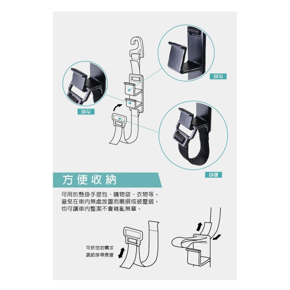 Hypersonic台灣現貨 汽車經典前後座椅背頭枕置物收納掛勾推薦/HP2555(1入) 車用掛勾-細節圖3