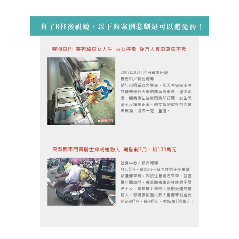 Hypersonic 台灣現貨 運將推薦汽車用單邊B柱後照廣角輔助鏡推薦/HPN815 HPN816(1組1入)-細節圖3