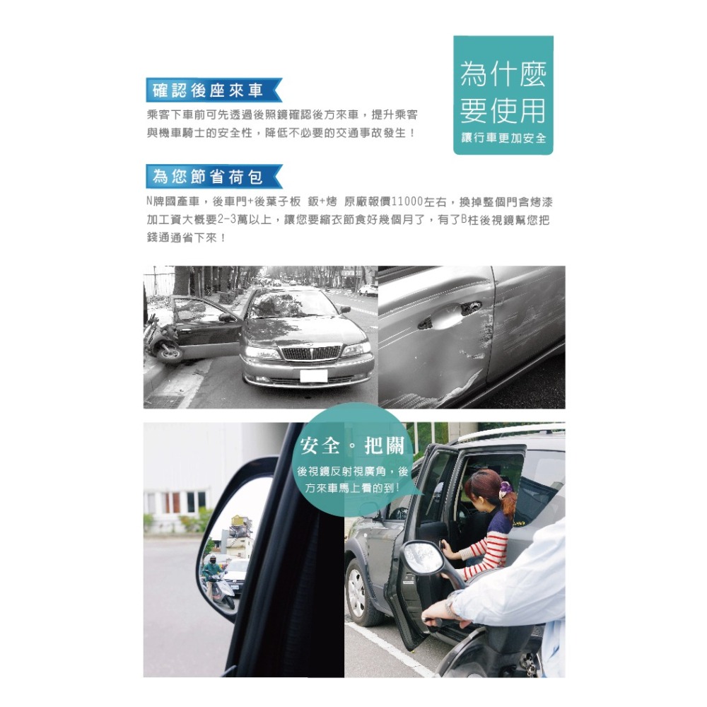 Hypersonic 台灣現貨 運將推薦汽車用單邊B柱後照廣角輔助鏡推薦/HPN815 HPN816(1組1入)-細節圖4