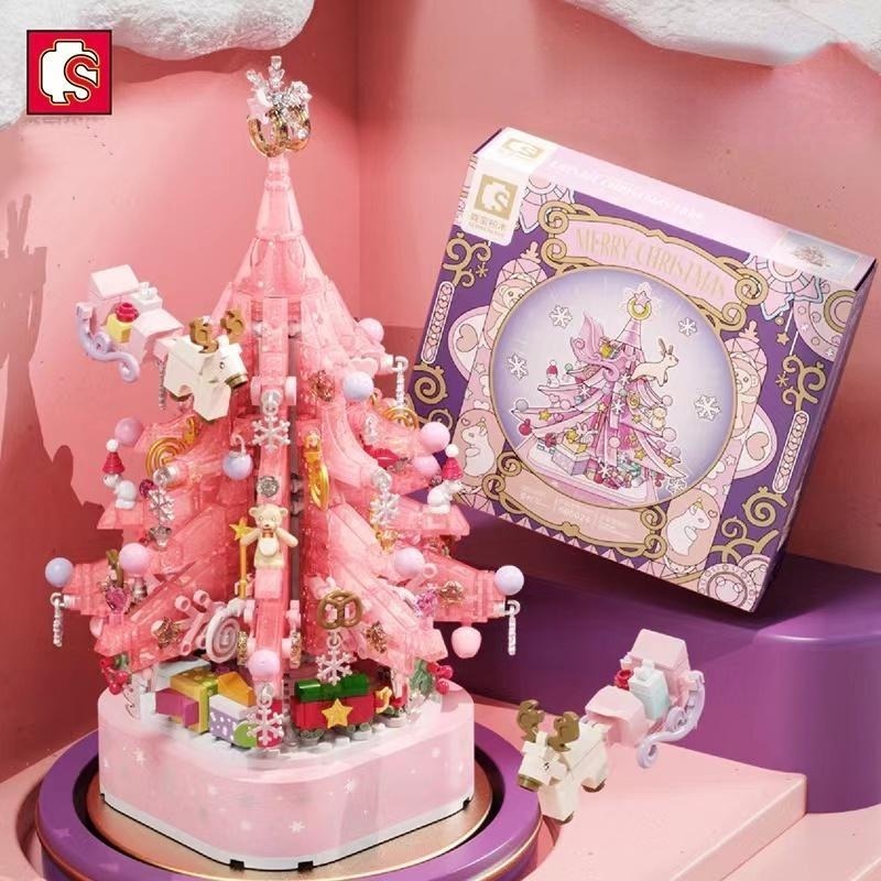 聖誕樹 發光旋轉音樂盒 聖誕樹積木 聖誕節交換禮物 積木 聖誕節 耶誕節-細節圖7