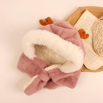 可愛毛絨聖誕嬰兒帽 寶寶護耳帽 小鹿帽  毛絨可愛帽 聖誕鹿角 圍巾 毛帽 帽子 禦寒 套頭 聖誕節 男童 女童 帽子-細節圖6