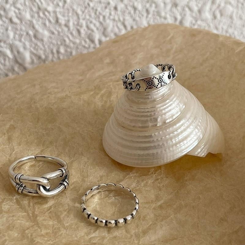 【ST🍓】純銀戒指 活圍 韓國ins風 設計感戒指 s925純銀戒 買就送拭銀布 限量售完為止 不易撞款-細節圖2