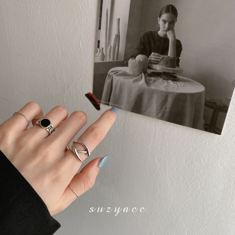 【ST🍓】純銀戒指 活圍 韓國ins風 設計感戒指 s925純銀戒 買就送拭銀布 限量售完為止 不易撞款-細節圖5