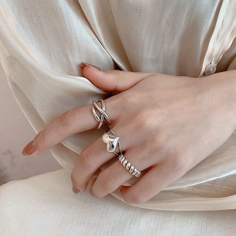 【ST🍓】純銀戒指 活圍 韓國ins風 設計感戒指 s925純銀戒 買就送拭銀布 限量售完為止 不易撞款-細節圖9