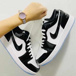 Air Jordan 1 Low Concord 黑白 熊貓 白藍 康扣 漆皮 AJ1 情侶鞋 DV1309-100-細節圖2