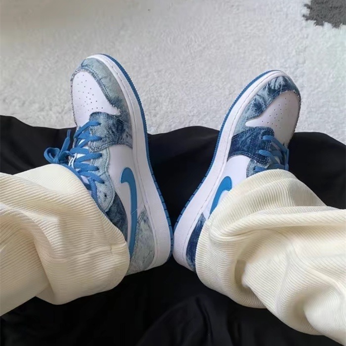 Air Jordan 1 Low Concord 黑白 熊貓 白藍 康扣 漆皮 AJ1 情侶鞋 DV1309-100-細節圖9