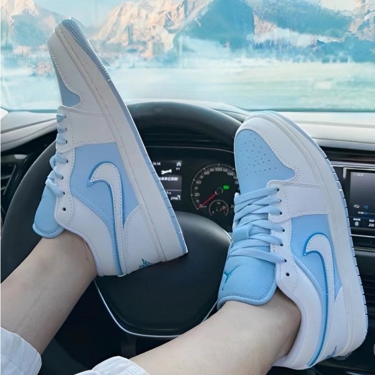 Nike Αir Jordan 1 Low Ice Blue 冰藍 板鞋 白藍 复古篮球鞋 休閒鞋 DV1299-104-細節圖7