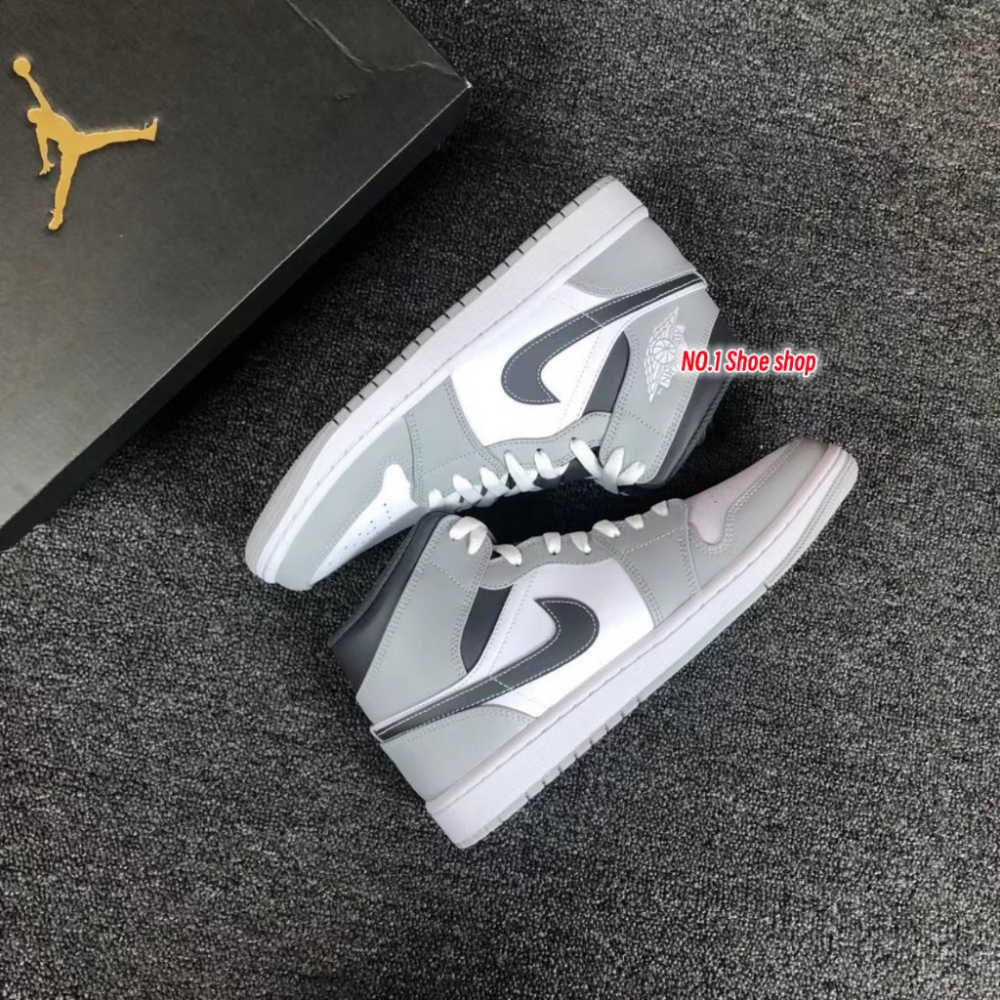 Air Jordan 1 Mid “Light Smoke Grey” 灰白黑 煙灰 554724-078-細節圖2