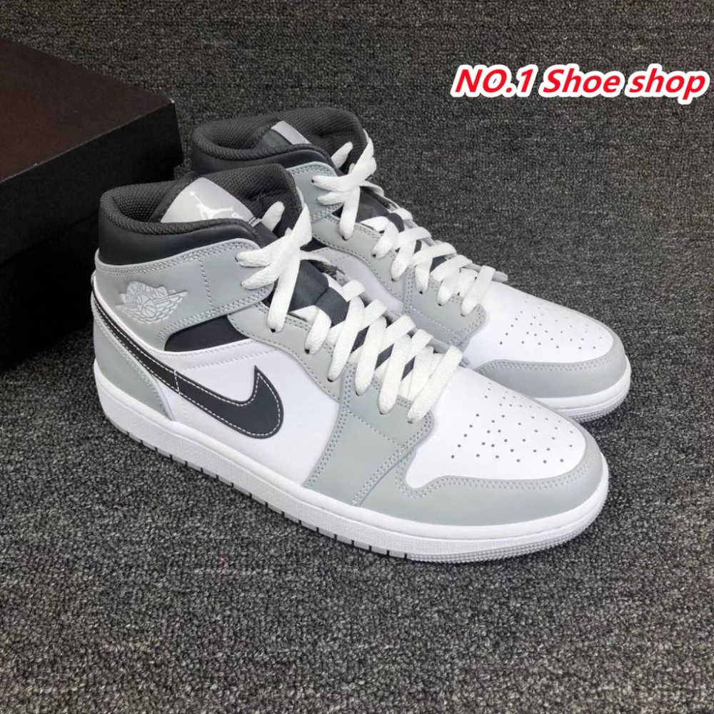 Air Jordan 1 Mid “Light Smoke Grey” 灰白黑 煙灰 554724-078-細節圖3