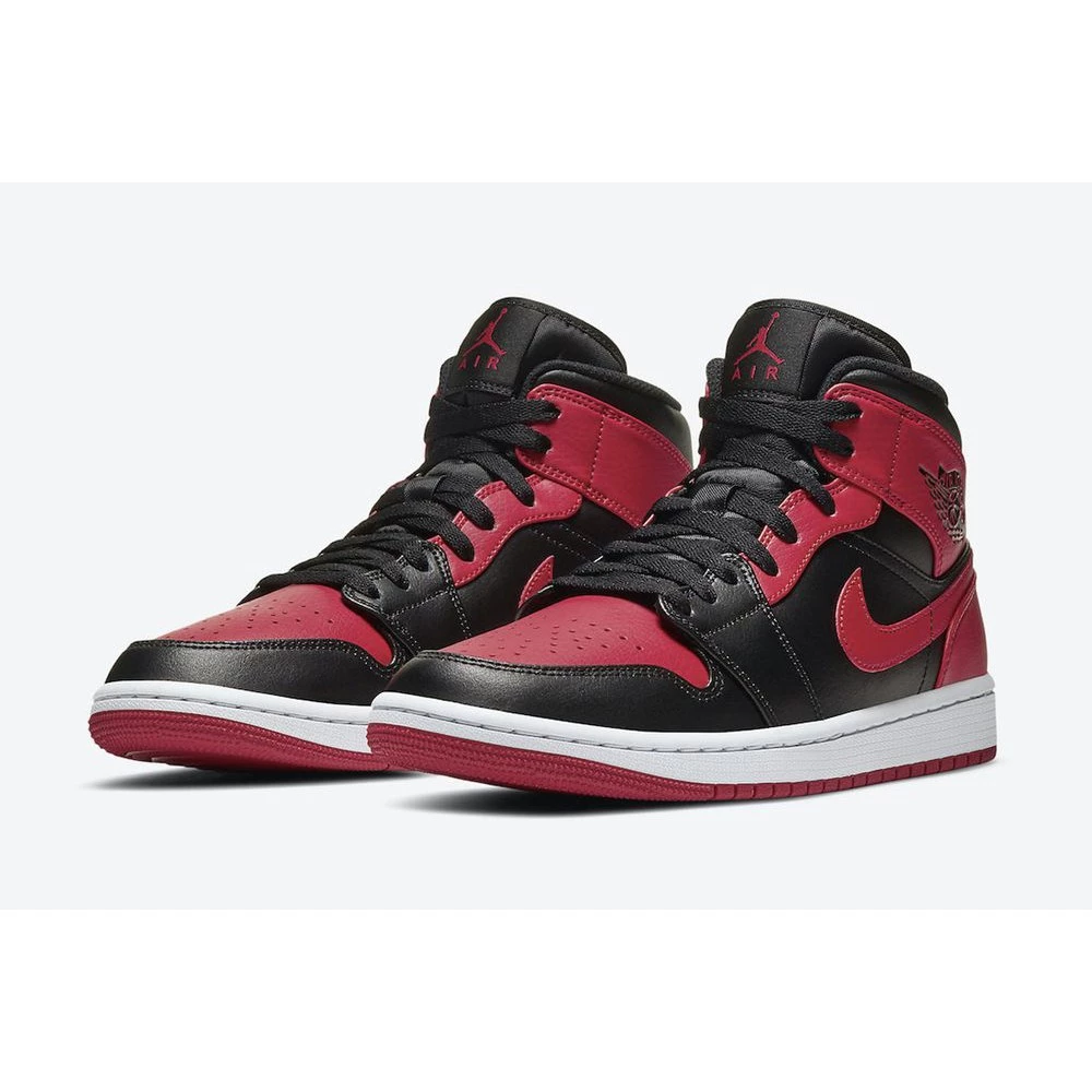 Air Jordan 1 Mid Bred 554724-074 AJ1 黑紅 禁穿 湘北配色-細節圖4