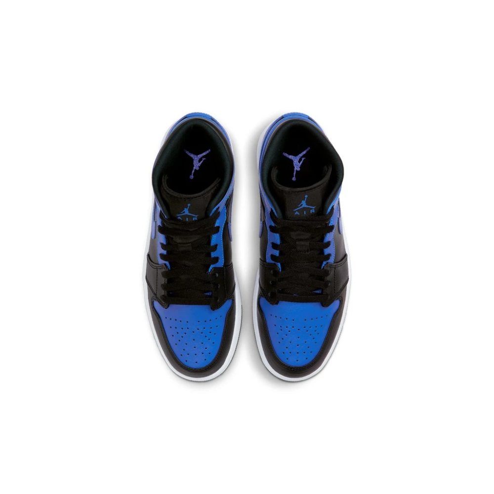 Air Jordan 1 Mid Hyper Roya 554724-077 AJ1 黑藍 男女鞋-細節圖4