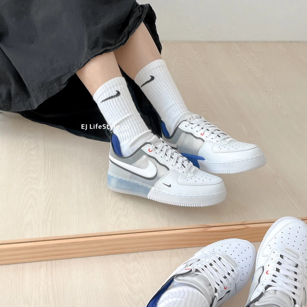 NIKE AIR FORCE 1 REACT AF1 拼接 寶藍 藍 白 DH7615-101-細節圖5