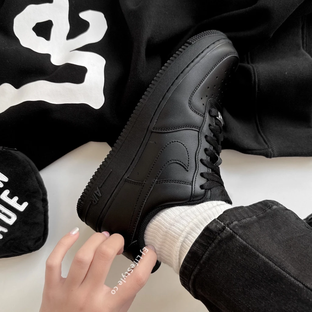 NIKE AIR FORCE 1 AF1 全黑 銀扣 女鞋 DD8959-001 CW2288-001-細節圖8