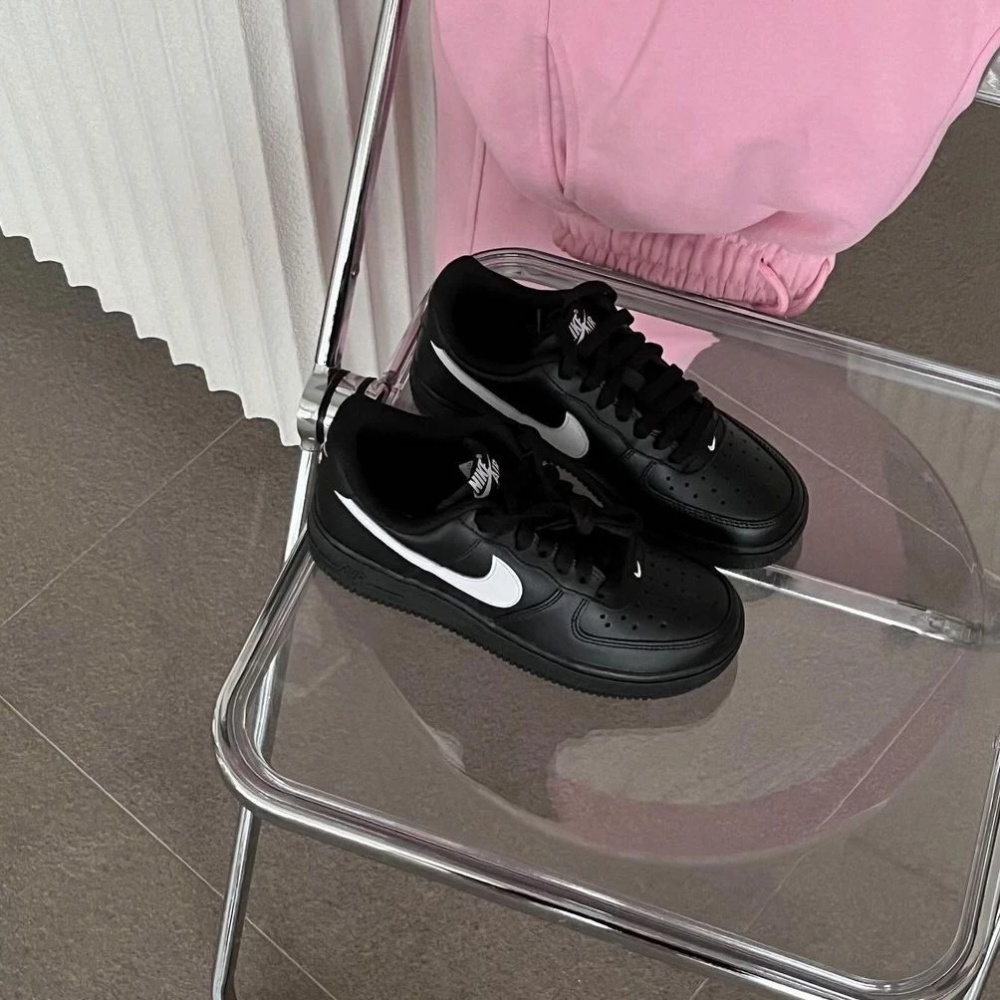 NIKE AIR FORCE 1 AF1 黑白 全黑 白勾 黑武士 男鞋 FZ0627-010-細節圖2