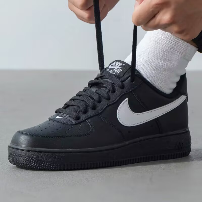 NIKE AIR FORCE 1 AF1 黑白 全黑 白勾 黑武士 男鞋 FZ0627-010-規格圖9
