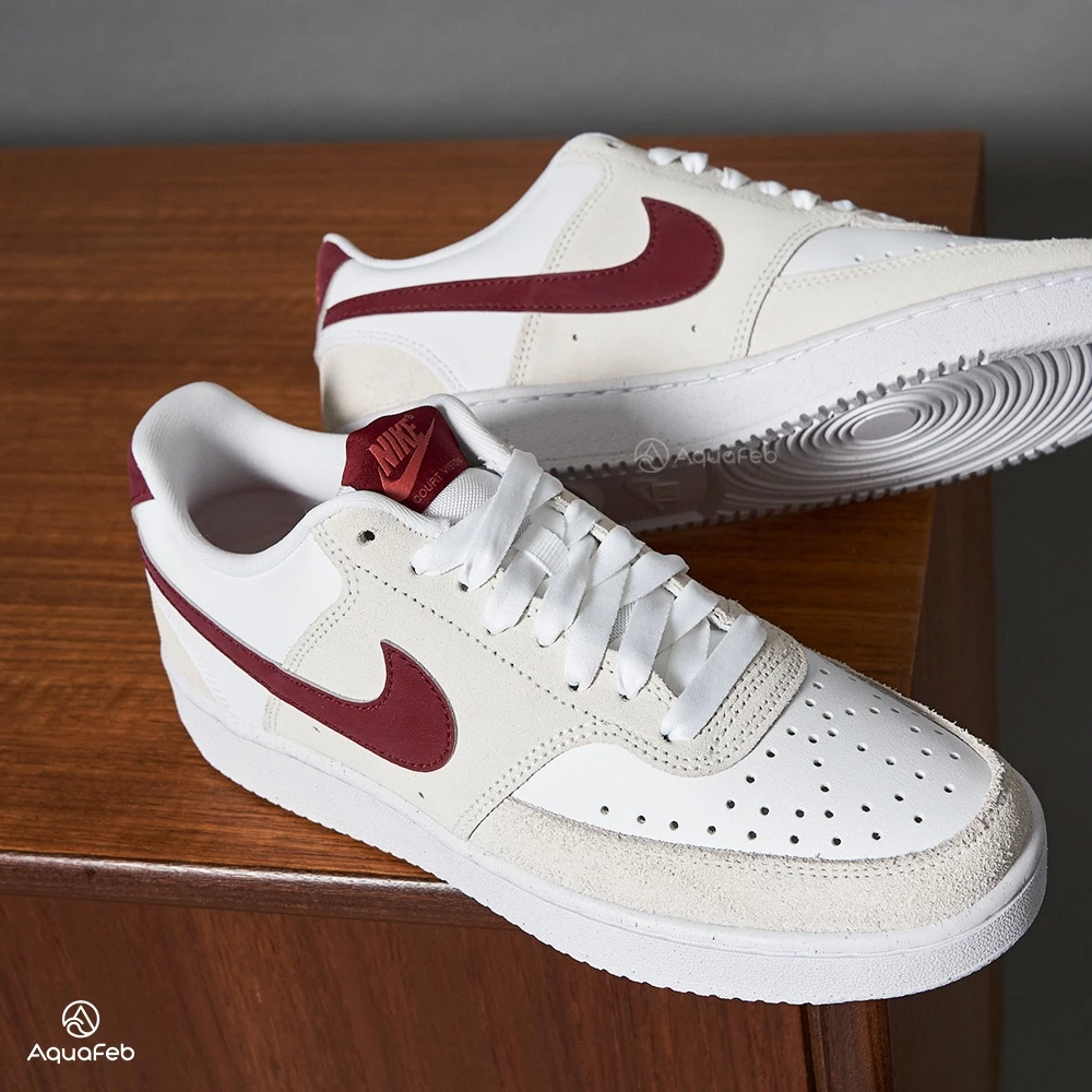Nike W Court Vision Low 女 米白紅 低筒 基本款 運動 休閒鞋 FQ7628-100-規格圖9