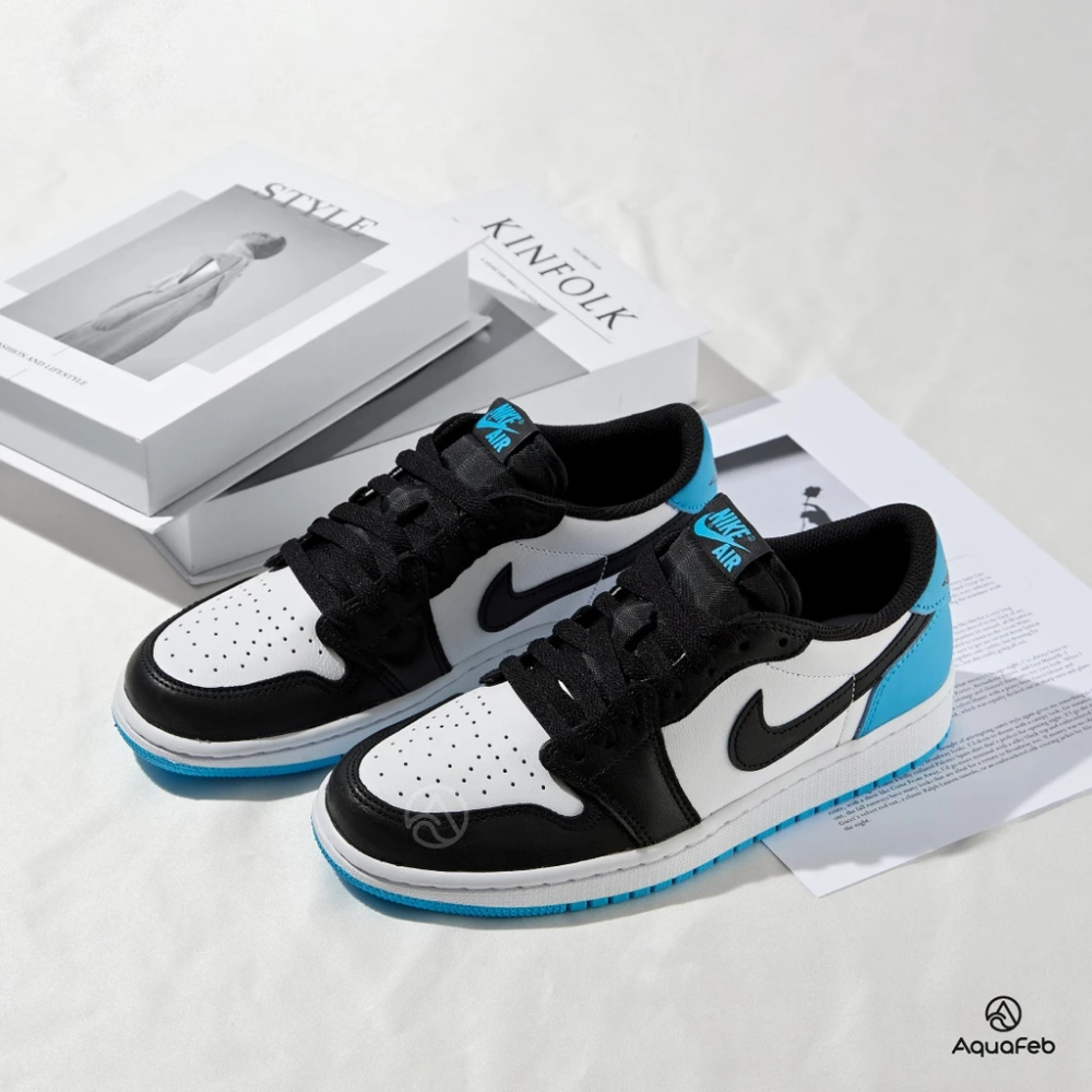 Nike Air Jordan 1 Retro Low OG 女 黑白藍 經典 低筒 運動 休閒鞋 CZ0775-104-細節圖2
