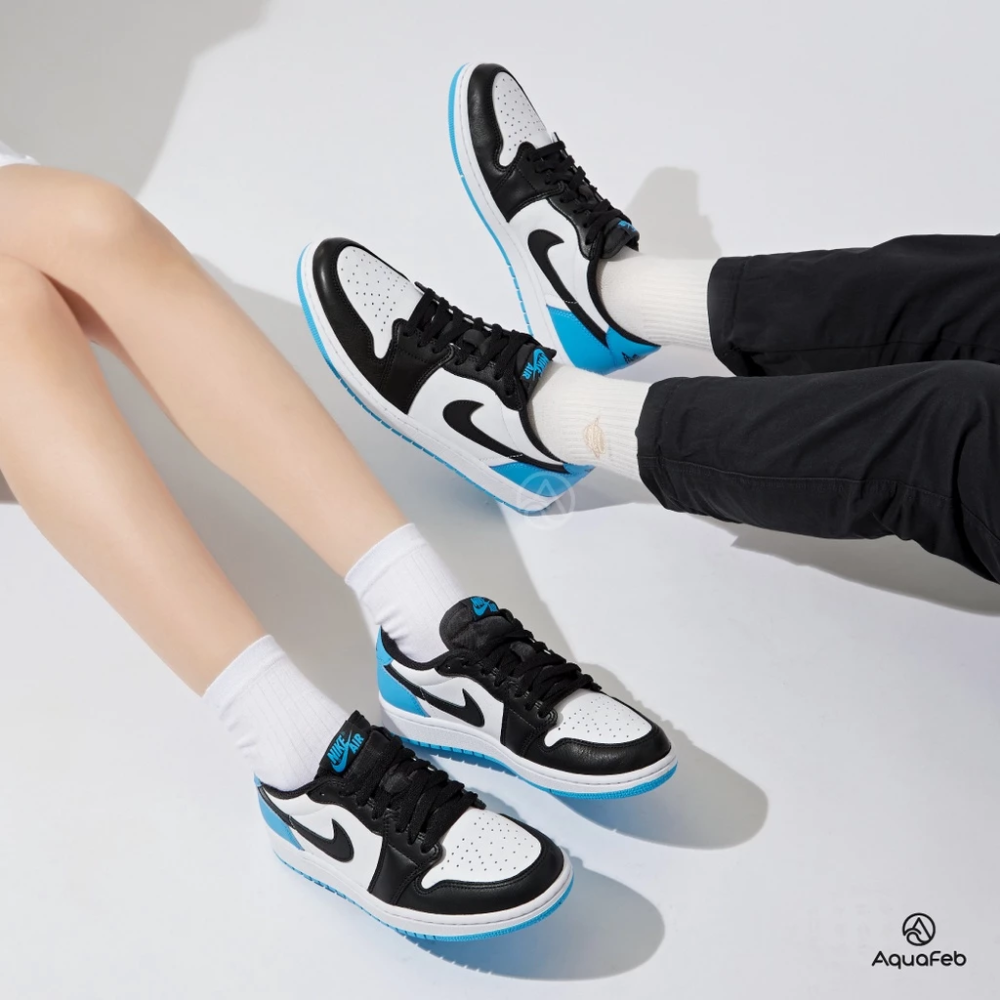 Nike Air Jordan 1 Retro Low OG 女 黑白藍 經典 低筒 運動 休閒鞋 CZ0775-104-細節圖5