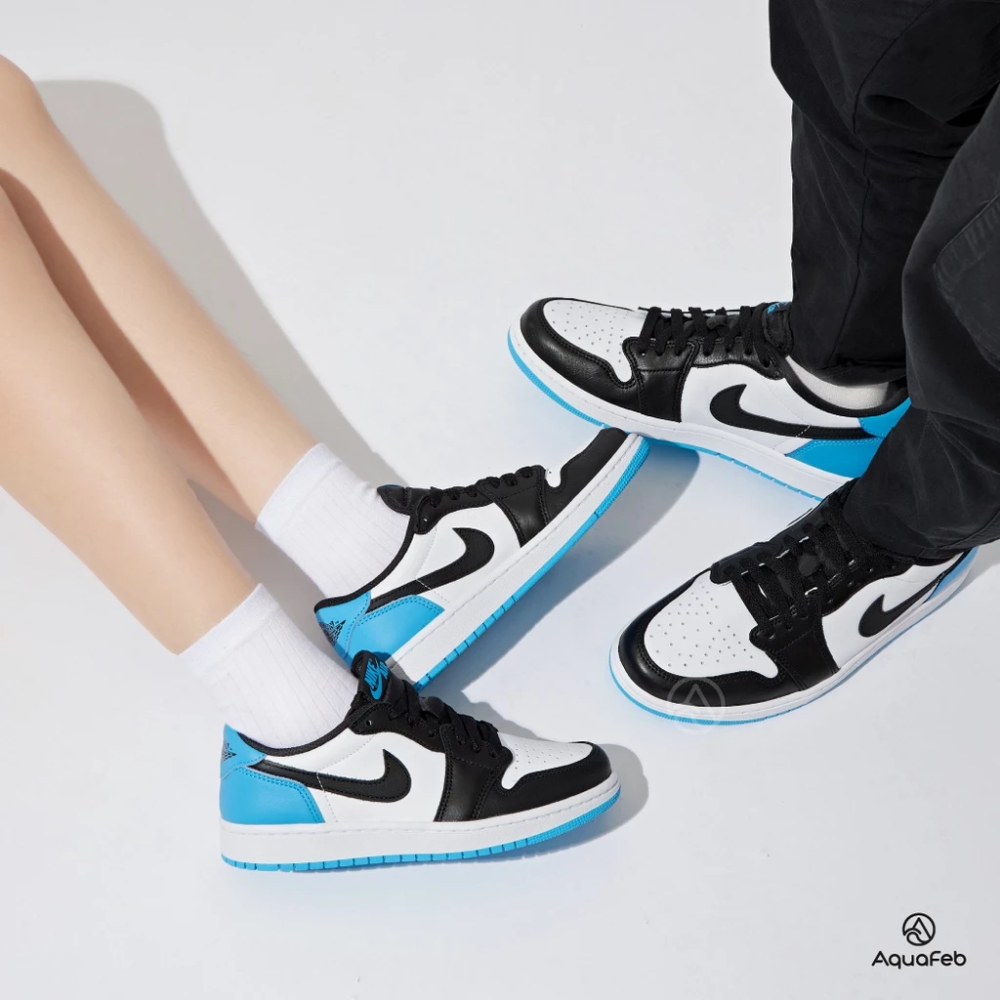 Nike Air Jordan 1 Retro Low OG 女 黑白藍 經典 低筒 運動 休閒鞋 CZ0775-104-細節圖6