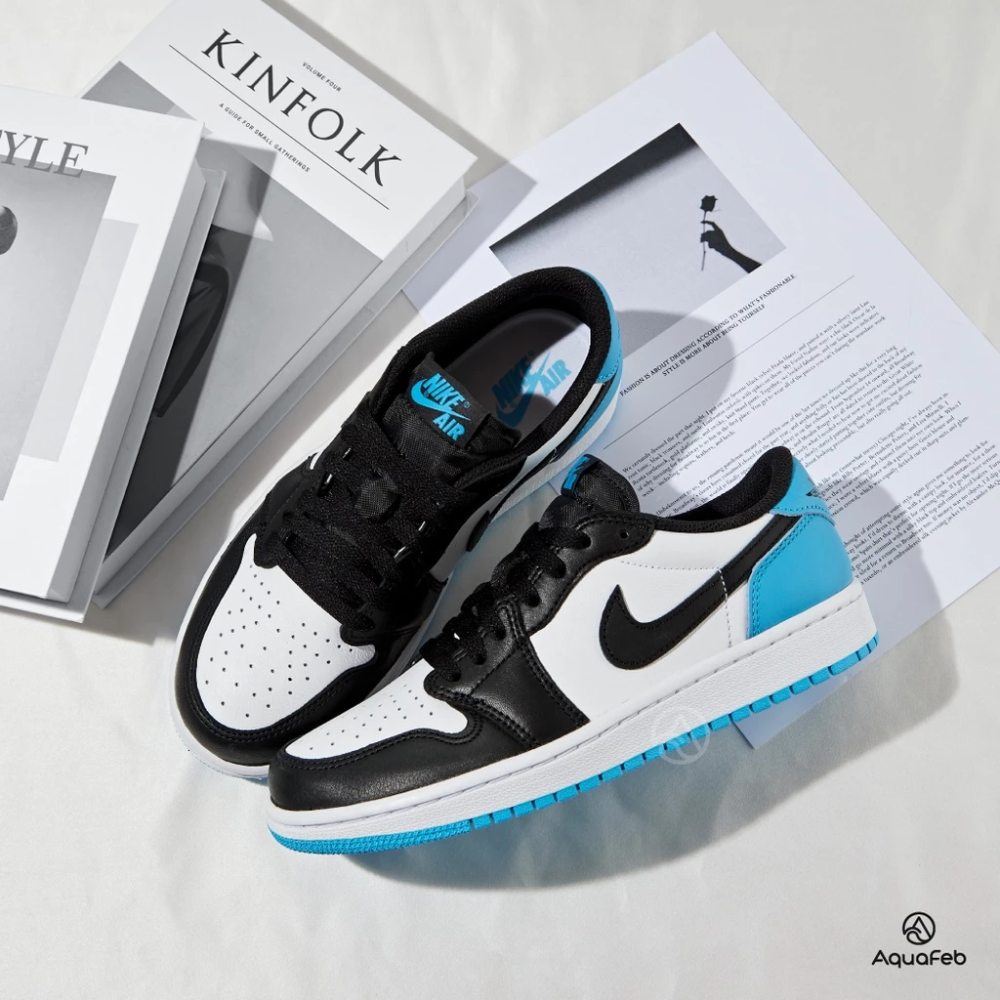 Nike Air Jordan 1 Retro Low OG 女 黑白藍 經典 低筒 運動 休閒鞋 CZ0775-104-規格圖8