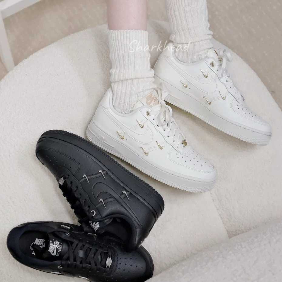 Nike Air Force 米白 黑 銀 金勾 FV3654-111 HQ1180-001-細節圖3