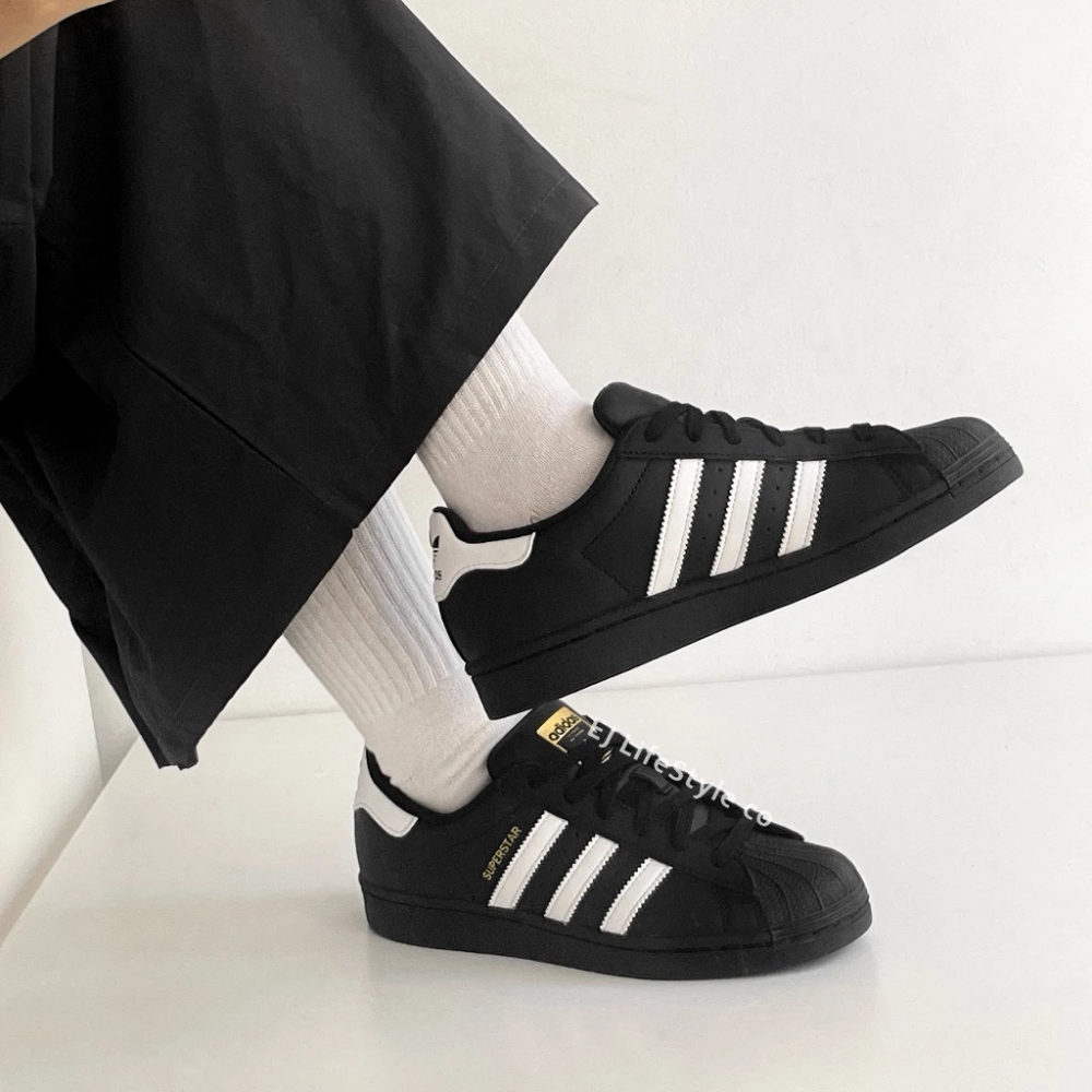 ADIDAS SUPERSTAR 貝殼頭 三葉草 黑白Y2K 男女鞋 EG4959-細節圖4