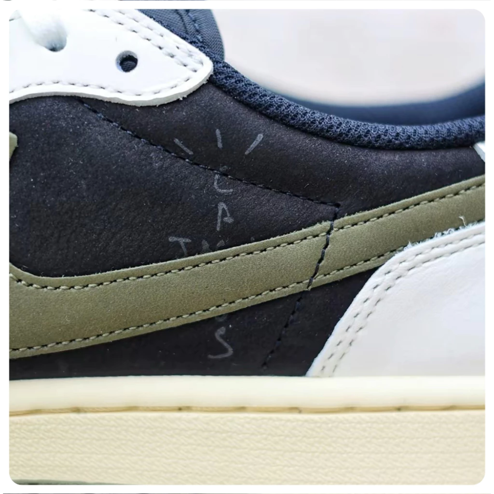 Travis Scott x AJ1 Low 聯名 倒鉤 黑綠 橄欖綠 TS DZ4137-106-細節圖4