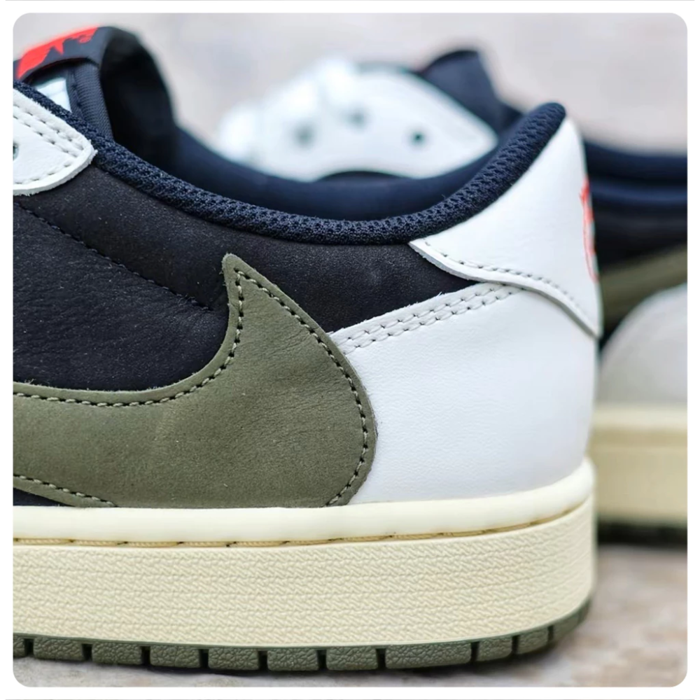 Travis Scott x AJ1 Low 聯名 倒鉤 黑綠 橄欖綠 TS DZ4137-106-細節圖5