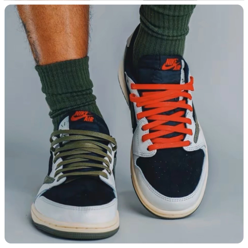 Travis Scott x AJ1 Low 聯名 倒鉤 黑綠 橄欖綠 TS DZ4137-106-細節圖6