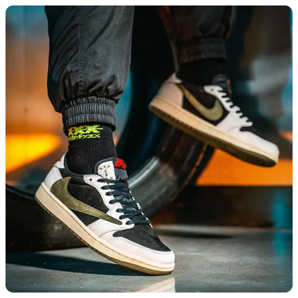 Travis Scott x AJ1 Low 聯名 倒鉤 黑綠 橄欖綠 TS DZ4137-106-細節圖9