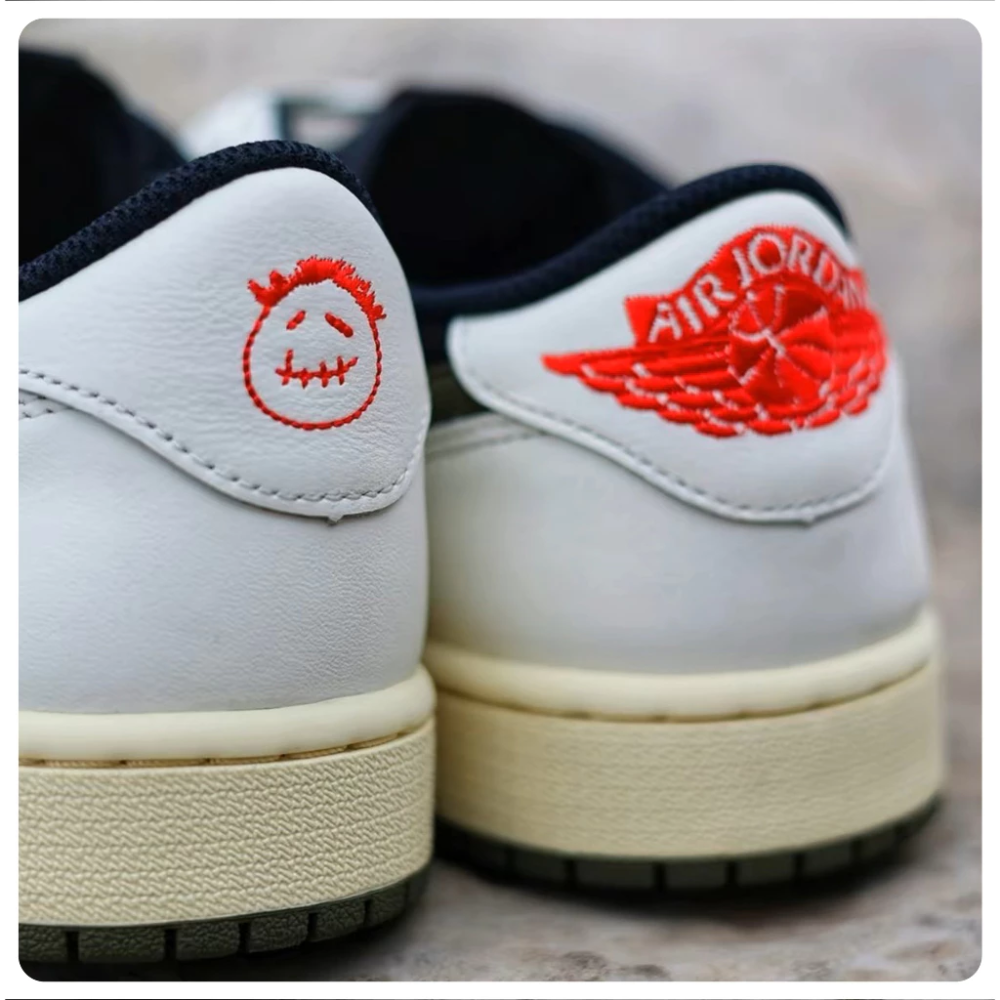 Travis Scott x AJ1 Low 聯名 倒鉤 黑綠 橄欖綠 TS DZ4137-106-細節圖3