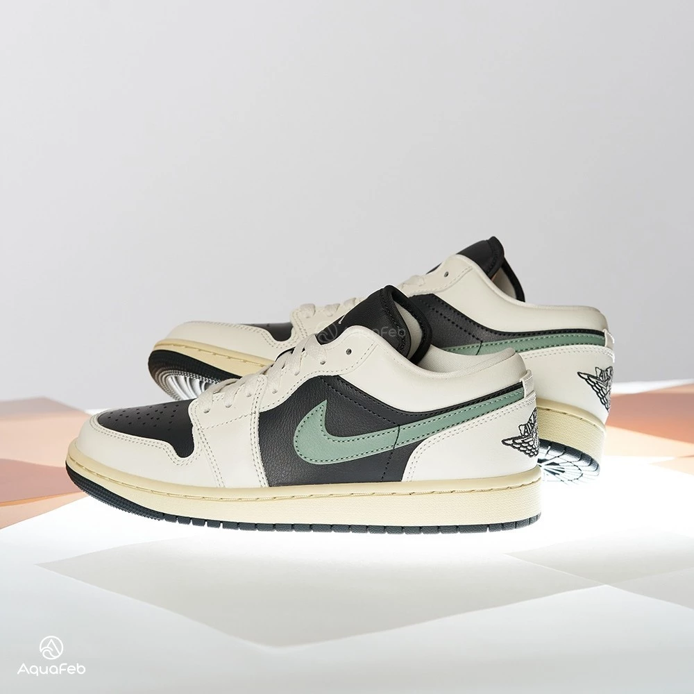 Nike W Air Jordan 1 Low 女 米白綠 AJ1 低筒 喬丹 經典 休閒鞋 DC0774-001-細節圖2