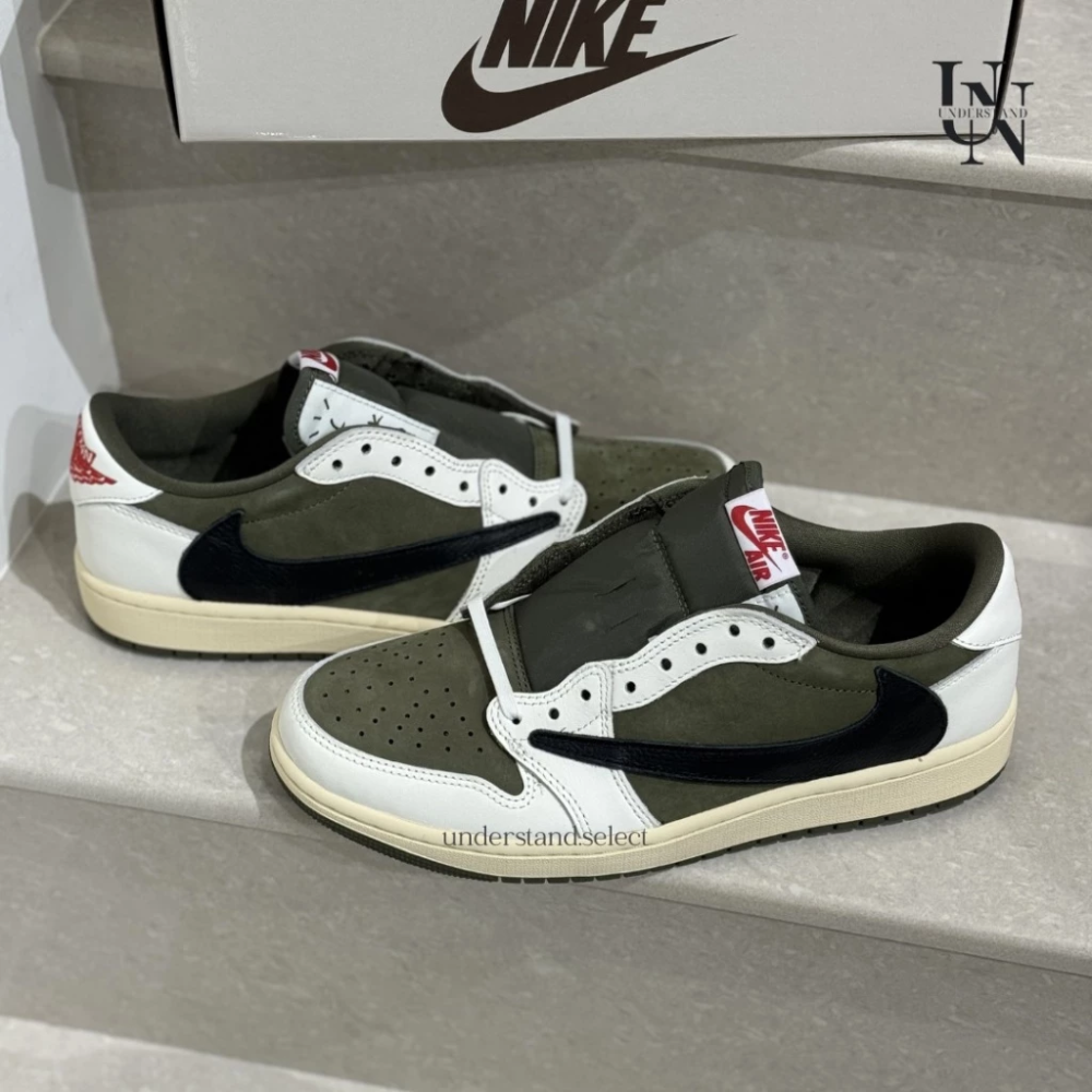 Travis Scott x Nike AJ1 Low OG 橄欖綠 倒鉤 倒勾 DM7866-200-細節圖5