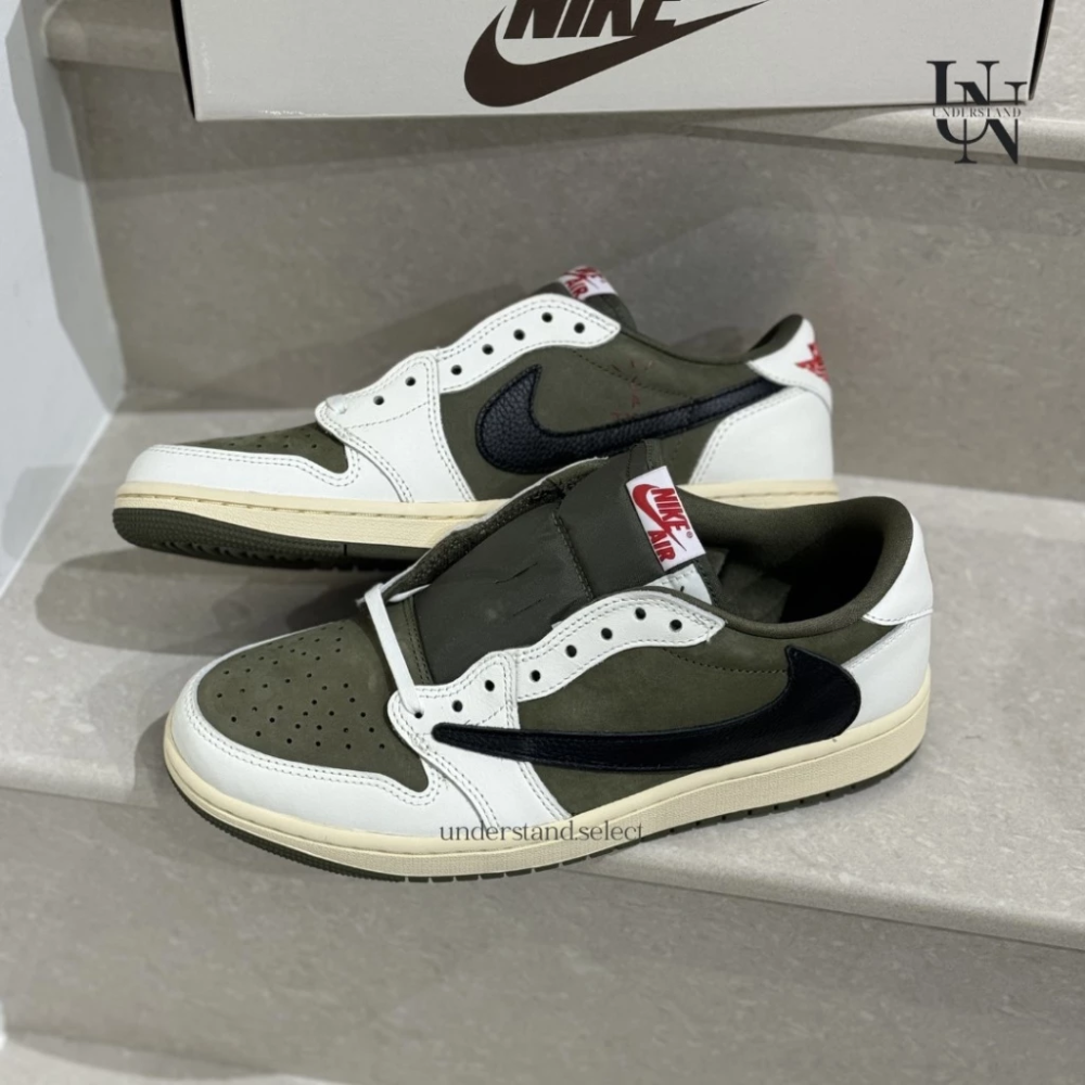 Travis Scott x Nike AJ1 Low OG 橄欖綠 倒鉤 倒勾 DM7866-200-細節圖6