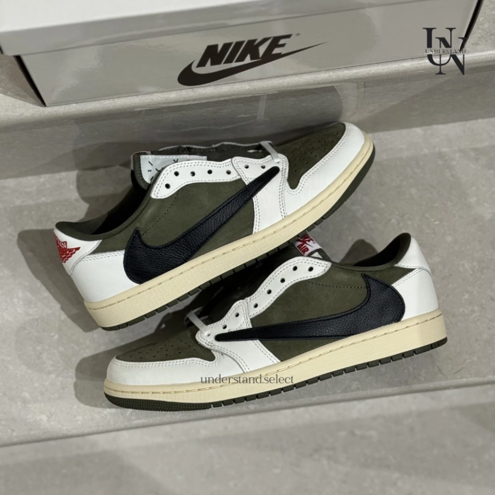Travis Scott x Nike AJ1 Low OG 橄欖綠 倒鉤 倒勾 DM7866-200-細節圖8