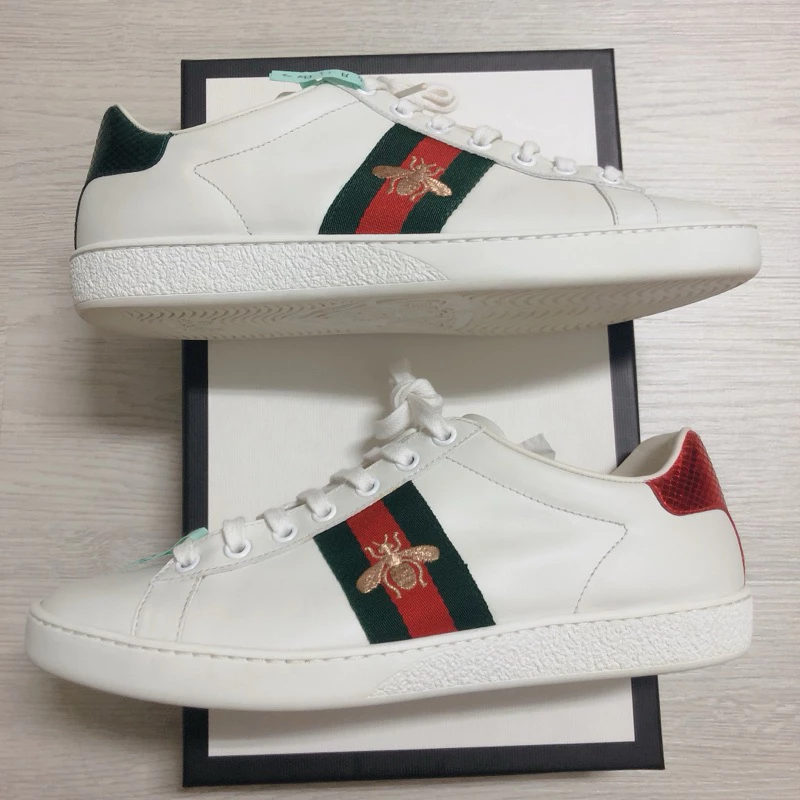 歐美代購GUCCI小蜜蜂🐝小白鞋 男女休閒鞋 運動鞋 情侶鞋-細節圖3