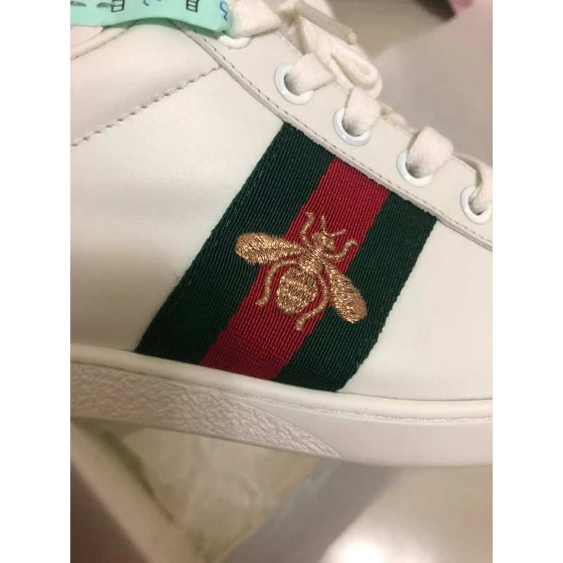 歐美代購GUCCI小蜜蜂🐝小白鞋 男女休閒鞋 運動鞋 情侶鞋-細節圖8