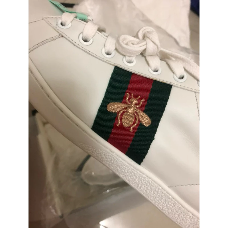 歐美代購GUCCI小蜜蜂🐝小白鞋 男女休閒鞋 運動鞋 情侶鞋-細節圖9
