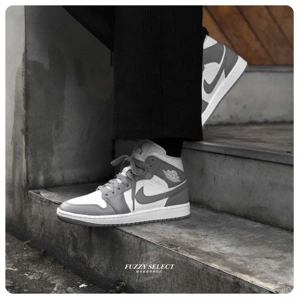 W Air Jordan 1 Mid Grey Sail 灰 奶油 BQ6472-115-細節圖3