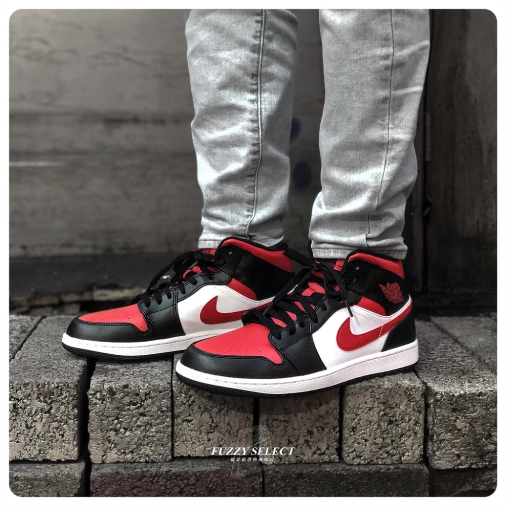 Air Jordan 1 Mid Bred Toe 黑紅 芝加哥 554724-079 BQ6472-細節圖4